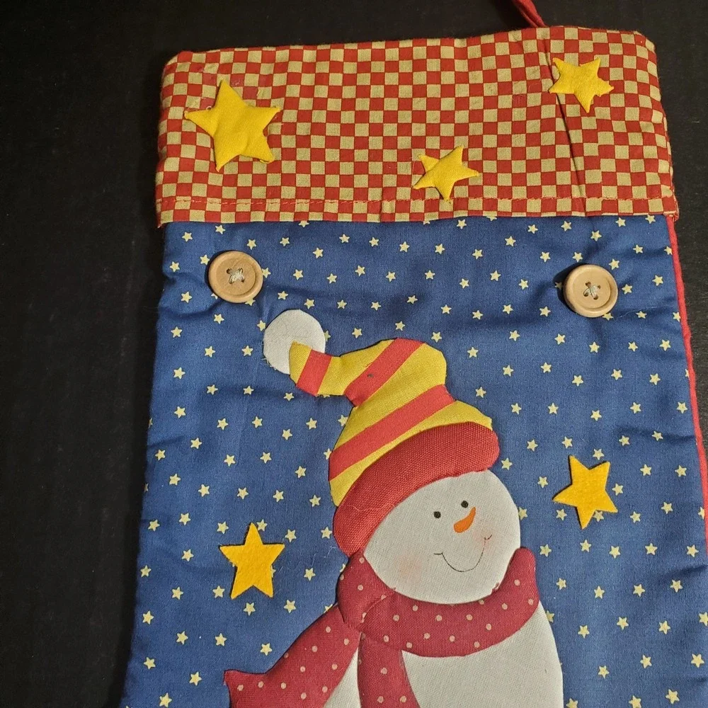 Matching Pair Vintage GANZ Snowman & Angel Patchwork Christmas Stocking Set 15